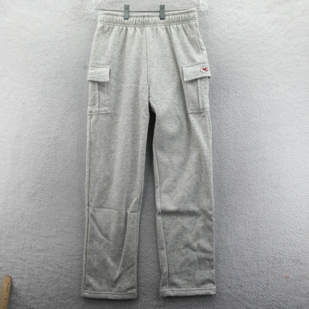 NFL Cargo Sweatpants Womens‎ Small Kansas City Chiefs Gray Fleece Cotton Blend